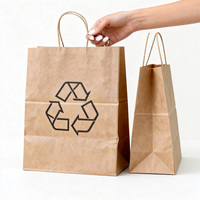 Sacs en papier kraft recyclé avec logo blanc, sacs cadeaux de luxe imprimés sur mesure, sacs de shopping à fond carré avec poignées en corde de coton, vente en gros