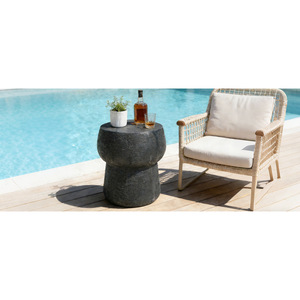 Outdoor <b>Patio</b> Accent <b>Table</b> Double Barrel Shape Concrete Side <b>Table</b> Modern Outdoor Furniture - Product Image 4
