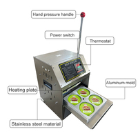 Scelleuse manuelle pour gobelets en papier, couvercles en aluminium, machine à sceller les gobelets à nouilles instantanées, scelle 4 gobelets à la fois pour les aliments