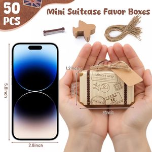 Mini valise boîte à dragées, petite boîte cadeau 3"x2"x1.2" avec étiquettes pour fête sur le thème du voyage, mariage - Product Image 2