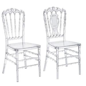 Chaises de salle à manger en résine acrylique transparente Tiffany Napoléon blanches en gros pour hôtels et banquets de mariage - Product Image 1
