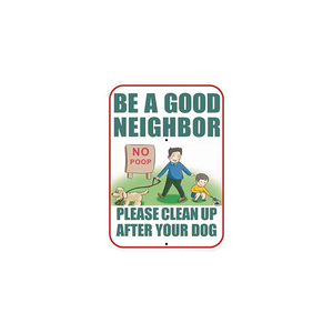 Señal de advertencia de aluminio reflectante sin caca con estaca, "Sé un buen vecino" para césped al aire libre, jardín y comunidad - Product Image 1