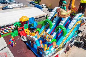 Tobogán DE AGUA DE PVC inflable de alquiler comercial colorido del océano con carril de tobogán de agua inflable de piscina para niños adultos - Product Image 4