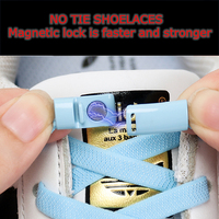Élastique à dégagement rapide 1 seconde plat sans attache pour lacet paresseux serrure en métal avec accessoires de chaussures en Polyester magnétique