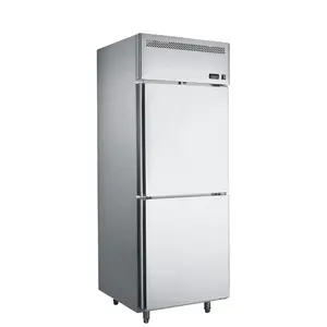 핫 세일 2 도어 스테인레스 스틸 직립 냉동고 상업용 레스토랑 사용 깊은 냉동 시스템 팬 냉각 단일 도어 냉각