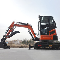 Maquinaria de Movimiento de Tierras de 3 Toneladas y 2 Toneladas, Excavadora, Miniexcavadora con Cabina y Aire Acondicionado