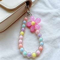 Dragonne de téléphone artisanale à fleurs perlées, avec breloque mignonne en perles de cristal acrylique, durable, légère et sécurisée, vente en gros et personnalisation
