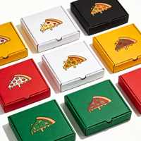 Boîte à pizza personnalisée en carton kraft avec logo, motif dessin animé, chapeau de chef, fente pour pouce, MOQ 500 pièces
