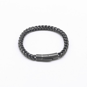 yunnique Trendy Motorcycle Bracelet Black Distressed <b>Titanium</b> Steel <b>Chain</b> Magnetic Clasp Unisex Jewelry - Product Image 1