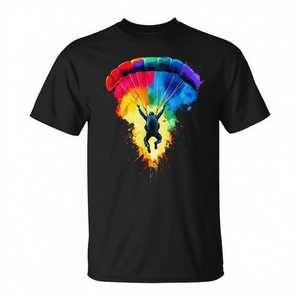T-shirt de parachutisme coloré avec motif de parachute arc-en-ciel pour les amateurs d'aventure - Product Image 2