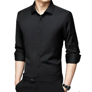 Рубашка мужская стрейчевая из бамбука, модная деловая повседневная одежда для работы, официальная блуза Slim