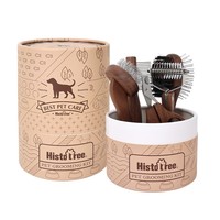 Peigne et brosse à picots manuels en bois massif brun de style antique pour chats, chiens et petits animaux – Fournitures de toilettage et de démêlage