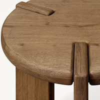 Table d'appoint Rhoohill en bois massif américain, style rétro, ronde, pour salon, table à thé, table d'appoint de canapé moderne et simple en chêne noir, personnalisable