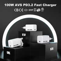 Chargeur PD GaN 100W USB-C, entrée haute et basse tension, charge rapide PD3.2 AVS pour iPhone, ordinateur portable, chargeur mural 100W PPS pour Samsung