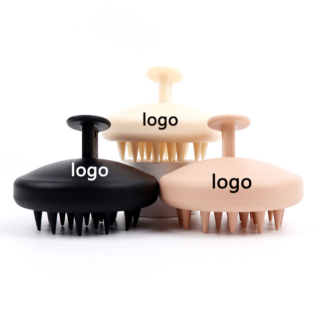Silicon Scalp Brush Wet and Dry Care Head Hair Shampoo SPA Manual Soft Salon Barber Home Use Custom logo Massager Brush
