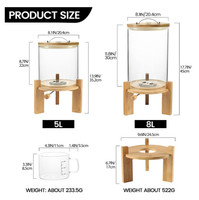 Distributeur de riz en verre pour farine et céréales 5L/8L avec couvercle hermétique et support en bois