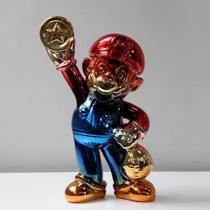 Nouvelle Arrivée Evelyn Gallery : Sculpture Pop Art Mario <span class=keywords><strong>Bros</strong></span> en Résine Chromée, Statuette de Personnage de Jeu de Dessin Animé - Product Image 1