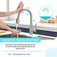 Robinet de cuisine intelligent en acier inoxydable 304 CUPC avec capteur tactile, douchette extractible, finition brossée, design moderne, valve en céramique