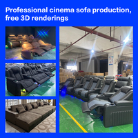 Luxuriöse Heimkino-Möbel 4-Sitzer Lounge Chaiselongue Funktionales Sofa-Set Keller Leder Elektrischer Relaxsessel Kinositze