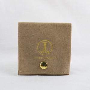 Luda Small Fashion Suede Button Flat Packaging 8x8cm <b>Envelope</b> Custom Velvet Jewelry Pouch Bag - Product Image 1