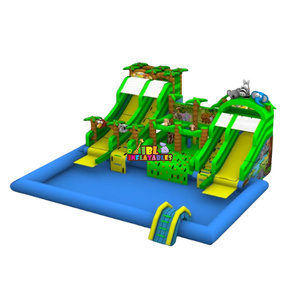 Parque infantil inflable al aire libre, Parque Acuático de selva tropical, equipo de toboganes, Parque Acuático temático de la jungla - Product Image 1