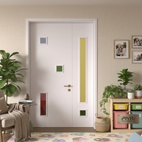 Armoire en bois massif avec portes vitrées à double battant, couleur blanc, pour chambre à coucher, placard, salle de jeux pour enfants, porte intérieure à assembler
