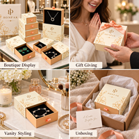Boîte à bijoux HONPAK avec logo personnalisé, boîte coulissante en papier, emballage haut de gamme pour le rangement de colliers, bagues et bracelets
