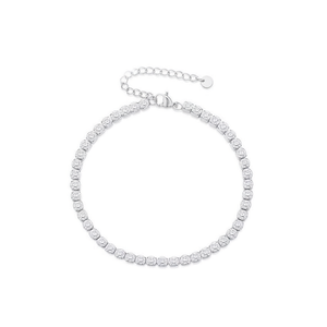 Amy Amy Silver Crystal <b>Anklet</b> Rhodium Plated Round Cut Bezel Setting Classic Women's Everyday Wear T2016 - Product Image 4