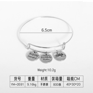 สร้อยข้อมือสแตนเลสปรับได้พร้อมจี้สร้างแรงบันดาลใจสำหรับเป็นของขวัญ เครื่องประดับสำหรับทุกเพศ - Product Image 4