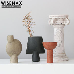 WISEMAX – meubles d'art contemporain simple, ornement fait à la main, décorations en céramique, vase à fleurs géométrique abstrait - Product Image 3