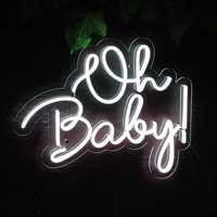 Panneau lumineux LED « Oh Baby » pour décoration murale de chambre d'enfant, idéal pour baby shower, chambre de bébé, chambre d'enfant, inscription lumineuse