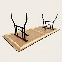 Table pliante rectangulaire en contreplaqué robuste et durable de 244 cm x 76 cm pour hôtel et salle à manger