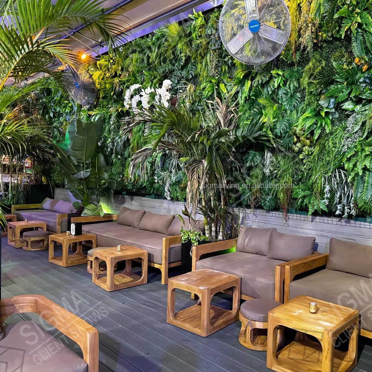 Patio Luxury Factory Furniture Garden Set Wood Outdoor All Weather Fabric Teak Wooden Sofa