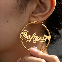 Collar con Nombre Personalizado en 3D, Chapado en Oro de 18K y Plata, Dos Tonos Metálicos, Más Vendido, Pulsera y Pendientes con Iniciales