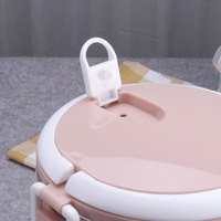 Boîte à lunch isotherme portable de style moderne, grande capacité, trois couches, en acier inoxydable 201, avec couvercle en PP, design rond, vente en gros