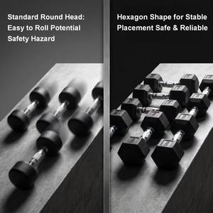 Haltères hexagonaux en fonte noirs avec revêtement en caoutchouc pour fitness - Product Image 3