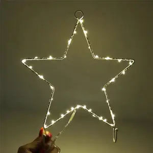 Estrella de hierro Luna árbol de Navidad de arroz de luz led para la decoración de vacaciones festival