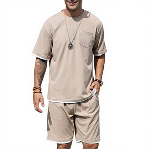 Vente en gros directe d'usine, ensemble de vêtements pour hommes, t-shirt et short baggy 2 pièces, tenue décontractée d'été, ensemble de survêtement, 100% coton, 220 GSM - Product Image 3