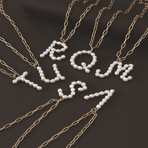 Collar con Letra Inglesa, Cadena para Suéter de Aleación de Zinc y Perla, Accesorio de Regalo Unisex - Product Image 3