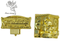 Modèle 19 Ensemble de poignées de cercueil en plastique, finition électroplaquée brillante, quincaillerie de cercueil durable, fournitures funéraires, accessoires décoratifs pour cercueil