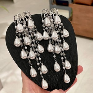 Pendientes de Lágrima con Perlas y Cristales, Chapados en Plata 925, Joyería de Lujo para Mujer - Product Image 1