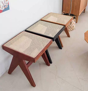 Nordic Ins Rattan Long for Living Room Dining <b>Bedroom</b> Hotel Shoes Changing <b>Stool</b> - Product Image 4