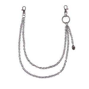 yueli European American Punk Style Double Layer Metal Chain Waist Chain Gunmetal <b>Skull</b> Pendant Pants Chain Daily Wear Zinc Alloy - Product Image 5