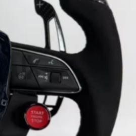 Volant de voiture sport en fibre de carbone pour <span class=keywords><strong>Audi</strong></span> A1 A3 A4 B9 A5 A6 A7 C7 <span class=keywords><strong>Q5</strong></span> S5 Q5L avec cuir perforé, confort et style améliorés - Product Image 4