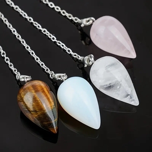 Caliente Reiki brujería péndulo espiritual cristal cuarzo rosa gota de agua colgante piedra Natural péndulo péndulos Wiccan herramientas - Product Image 5