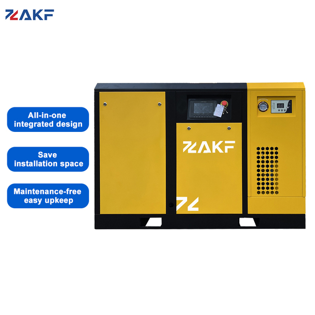 ZAKF Saving Energy 30HP 22KW 10bar Oil Lubricated Integrated Industrial PM VSD Screw Air Compressor with R22 Refrigerated Dryer
