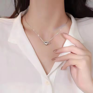 925 plata esterlina latiendo corazón Ángel collar estilo coreano ala colgante circón diamante moda platino chica regalos de cumpleaños - Product Image 3