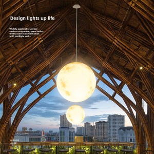 Lampadario a Sospensione LED in Acrilico a Forma di Luna e <span class=keywords><strong>Pianeta</strong></span>, Altezza Regolabile, Luce Calda, Artistico, Stile Nordico per Ristoranti - Product Image 4