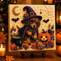 Peinture Diamant DIY 30x30CM avec Cadre, Motif Citrouille et Fantôme d'Halloween, Perles Diamantées, Ornement Mural ou de Bureau en Bois pour Fêtes