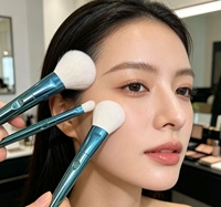 Ensemble de pinceaux de maquillage professionnels personnalisés à marque privée, pour le visage et le correcteur, poils synthétiques, kit de voyage 3 pièces